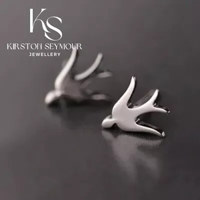Buy Swallow Bird Earrings 925 Stirling Silver Stud Gift Pouch Women Jewellery  • 4.49£
