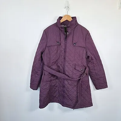 Buy House Of Bruar 16 Purple Quilted Coat Jacket Belted • 22.49£