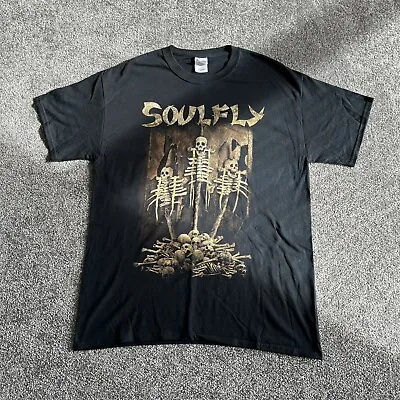Buy Mens Large SOULFLY T-Shirt Double Sided Graphic Print Short Sleeve 100% Cotton • 31.18£