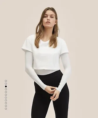 Buy Mango Double-layer Cotton T-shirt White S • 18.05£