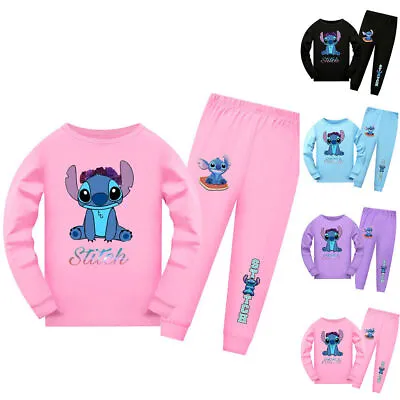 Buy Lilo And Stitch Kids Girls Long Sleeve T-Shirt Pyjamas Set Sleepwear Nightwear. • 7.97£