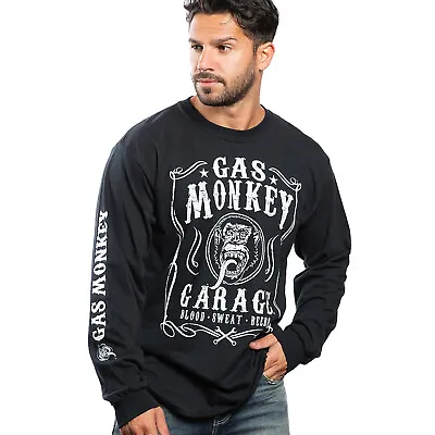 Buy Gas Monkey Garage Mens T-shirt Label Long Sleeve Black S-XXL Official • 19.99£