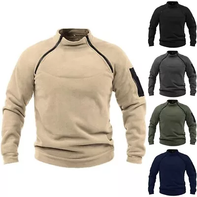 Buy Long Sleeve Half High Collar Pullover Sweatshirt In Winter Warmth For Men • 19.23£