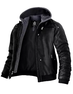 Buy Wantdo Men's Faux Leather Jackets Windproof Warm Coats Motorcycle  • 25£