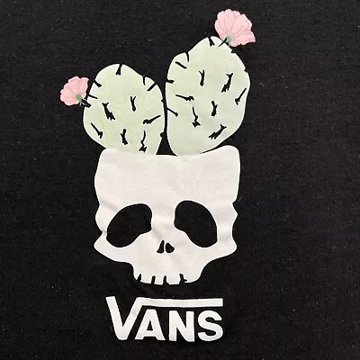 Buy Vans Cactus Flower Skull T-Shirt Top Womens M Black Short Sleeve Crew Neck • 14.30£
