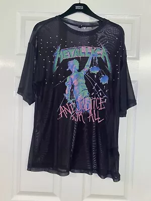 Buy H&M Metallica Mesh Long Line T Shirt Xs • 2.99£