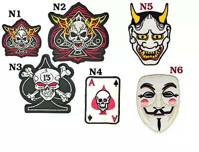 Buy Devil Joker Ace Of Spades Skull Lucky 13 Heart Embroidered Sew Iron On Patch • 1.99£
