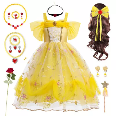 Buy Girls Beauty And The Beast Princess Belle Fancy Dress Up Costume Party Clothing • 5.49£