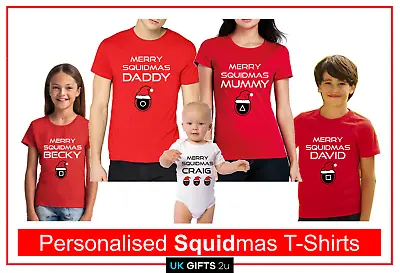 Buy SQUIDmas Squid Game Personalised Christmas Xmas T-Shirt Family Mens Women Kids • 6.75£