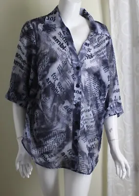 Buy G7 Karol Place Sz XL Art-to-Wear Newspaper Affirmations Blouse Shirt Top Topper • 56.46£