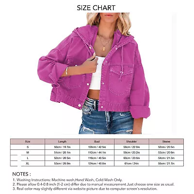 Buy (XL-rose Red) Women Denim Jacket Denim Hoodie Jackets Fall Fashion Female • 30.82£