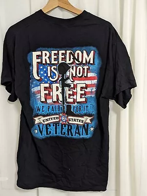 Buy VFW Mens L Black S/Sleeve Graphic Veterans Of Foreign Wars Freedom Is Not Free • 14.99£