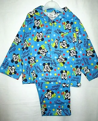 Buy Boys Mickey Mouse Traditional Button Front  Winceyette  Pyjamas  12-18 & 18-24 M • 8.99£