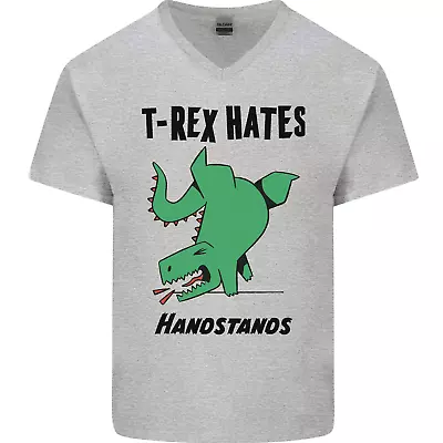 Buy T-Rex Hates Handstands Funny Dinosaurs Mens V-Neck Cotton T-Shirt • 11.99£