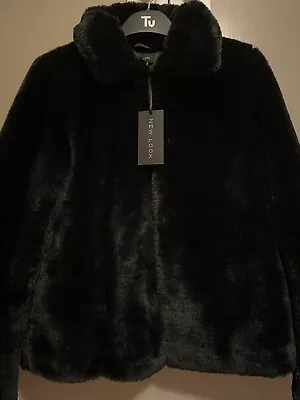 Buy New Look Black Faux Fur Jacket 8 Autumn Winter Smart Evening Wedding Party • 25£