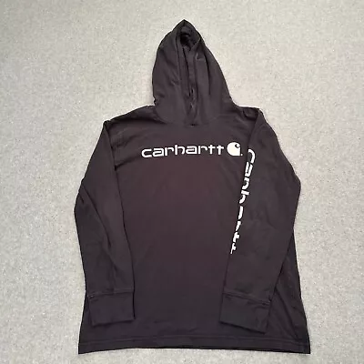 Buy Carhartt  Boys Hoodie Black Size M 10-12 Pullover Lightweight Spell Out Work • 14.87£