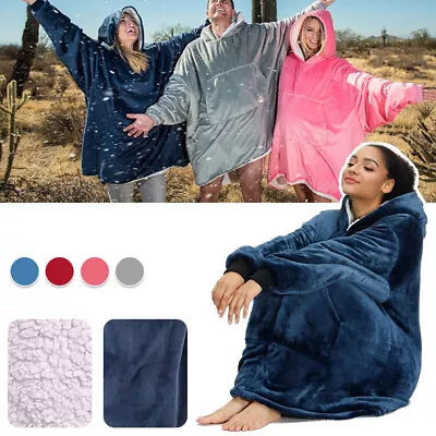 Buy Womens/Mens Hooded Blanket Oversized Blanket Hoodie Oodie Fleece Hoodie Blanket- • 7.69£