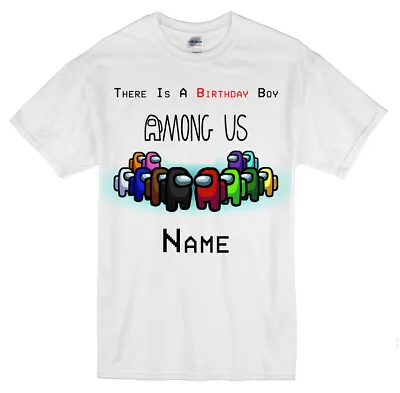 Buy Among Us Theme Personalised Birthday T Shirts Any Name 100% Cotton Birthday Gift • 8.99£