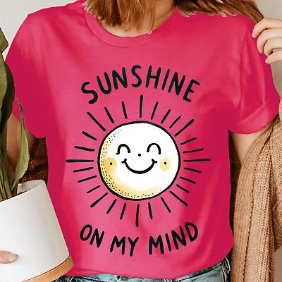 Buy Sunshine On My Mind Positive Good Vibes Funny Quote Womens T-Shirts Tee Top #BAL • 3.99£