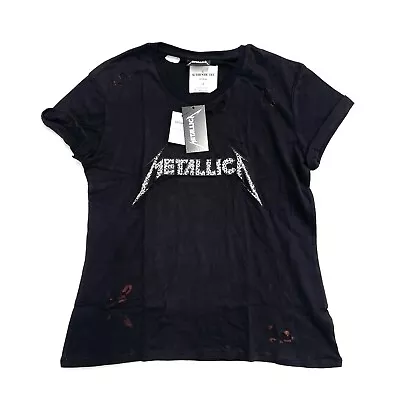 Buy Cotton On Metallica Women’s Tee Distressed Graphic Black T-shirt Size L   New • 18.93£