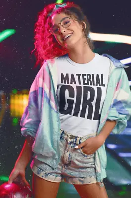 Buy Material Girl 80s T-Shirt Ladies Retro Fancy Dress Party Weekend Womens Madonna • 8.99£