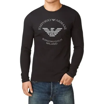 Buy EMPORIO ARMANI Black T-shirt EA Men's Tee Shirt- Long Sleeve - Size.: M L XL New • 33.77£