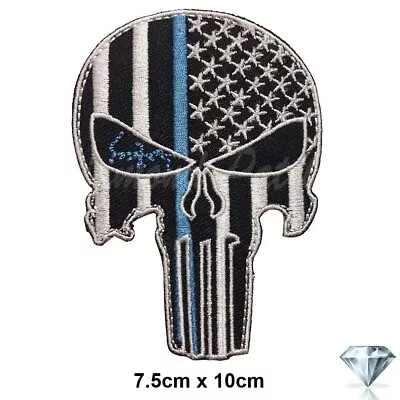 Buy Punisher Skull US Flag Embroidery Patch Iron Sew On Goth  Fashion Badge Biker • 2.29£