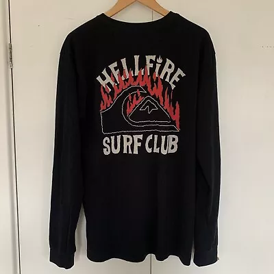 Buy Quiksilver Stranger Things Hellfire Surf Club Long Sleeve Large Black T-Shirt • 10£