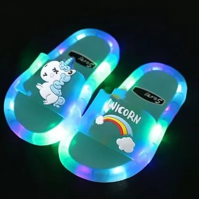 Buy Cartoon Slippers Unicorn Animals Prints Shoes Lighted Children Fashion Toddler • 16.90£