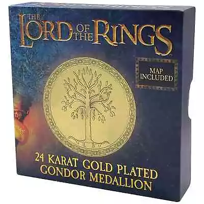 Buy Lord Of The Rings 24k Gold Plated Gondor Medallion & Map + Stand Limited Edition • 13.77£