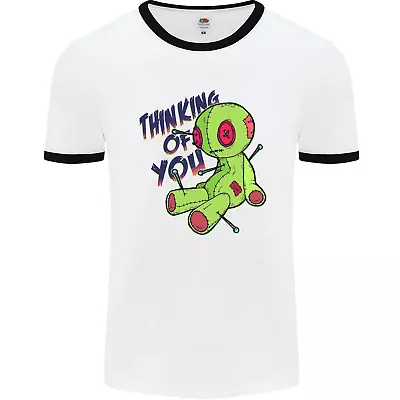 Buy Voodoo Doll Thinking Of You Halloween Black Magic Mens Ringer T-Shirt • 9.99£