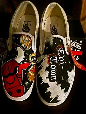Buy Custom TATTOO Hand Painted Mens ANY Size VANS Chicago Bulls Chi Town Basketball • 144.63£