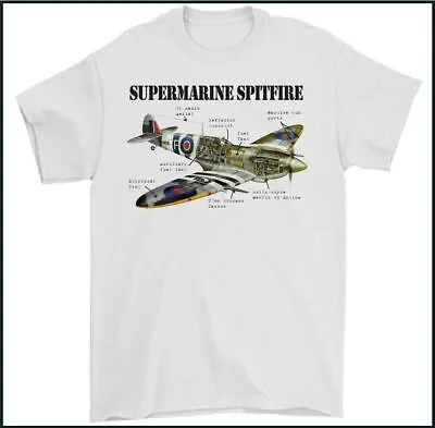 Buy SPITFIRE T-Shirt Supermarine Vickers WWII Aircraft Fighter Plane Aeroplane Top • 10£