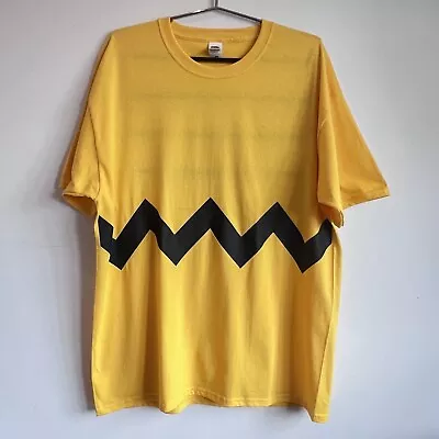 Buy Charlie Brown Snoopy Peanuts Zig Zag Yellow T-Shirt - Size XL • 14.99£