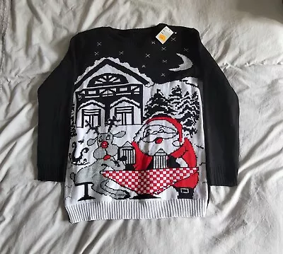 Buy Black Christmas Jumper - Santa And Rudolf • 10£