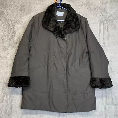 Buy AWARD Coat Women's Black Faux Fur Collar Jacket Zip Up Zip Pockets Padded UK 16 • 19.95£