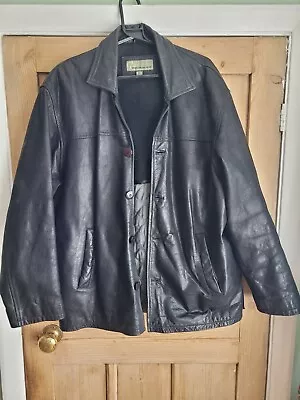 Buy Men's Vintage Hidepark Black Button Up Leather Jacket UK XL 44-46 Vgc • 18.99£