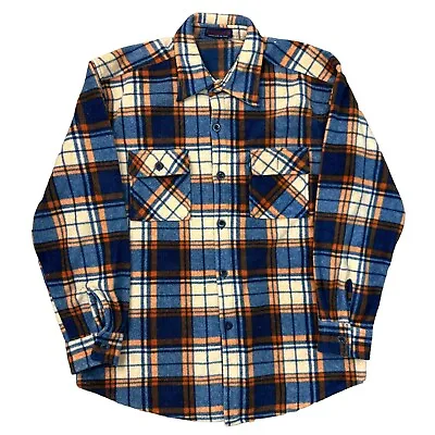 Buy Vintage Fleece Shirt Jacket Check Sherpa Lined Flannel Multicoloured Mens XL • 19.99£