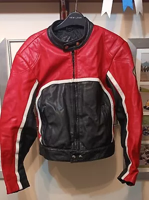 Buy Childs Leather Motorcycle Jacket. Red, Black & White UK 34 . ExCond. • 29.99£