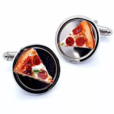 Buy Unique PEPPERONI PIZZA CUFFLINKS Cheese MINIATURE Food Jewellery MEN Gift CUFFS • 11.99£