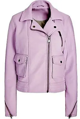 Buy Lilac Cropped PU Biker/Bomber Jacket (RRP £60) - Top High Street Brand • 40£