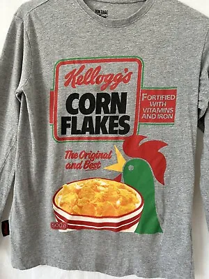 Buy Men’s Long Sleeve T-shirt Grey Vintage Kellogg’s Corn Flakes Size XS Chest 40” • 6.99£