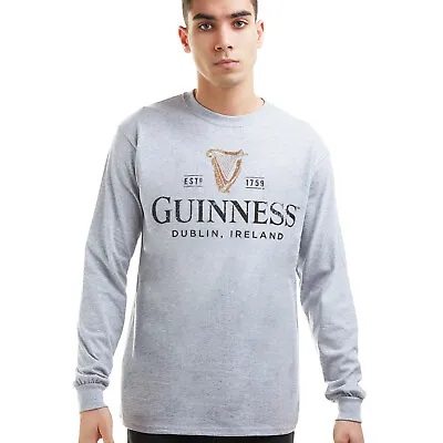 Buy Official Guinness Mens Harp Logo Long Sleeve T-shirt Grey S - XXL • 14£