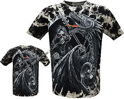 Buy New Mens Grim Reaper Glow In The Dark Dragon Skull Axe Tye Dye T - Shirt M - 3XL • 11.95£