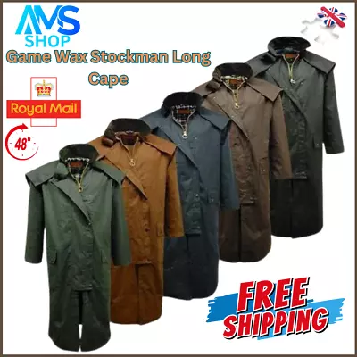 Buy Men's Game Stockman Long Cape Hunting Coat Horse Riding Country Walk Wax Jacket • 58.93£