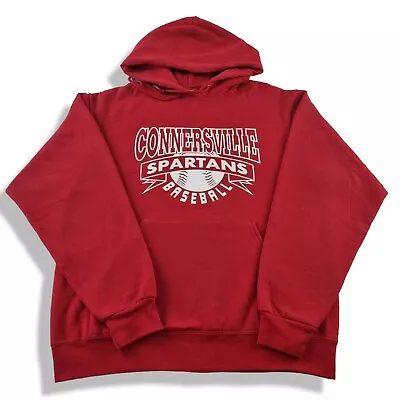Buy Hoodie USA Baseball USA Connersville Spartans Red Hooded Sweatshirt  Mens Medium • 10£
