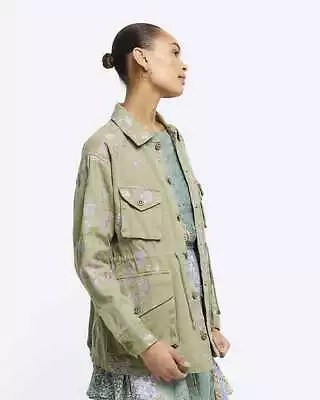 Buy River Island Womens Khaki Twill Jacket Size 14 • 31.75£