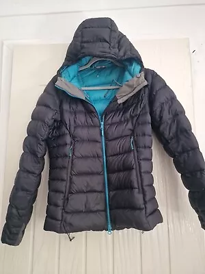 Buy Rab Womens Endurance Black Pertex Down Puffer Hooded Jacket Size Uk 8 • 15£