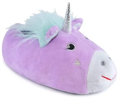 Buy Girls Unicorn Slippers Sizes 11/12 UK Pink Lilac Grip Sole • 6.99£