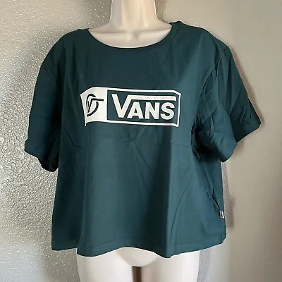 Buy Women’s Vans Circle Tab Graphic Cropped T-shirt Green Size XL • 16.09£
